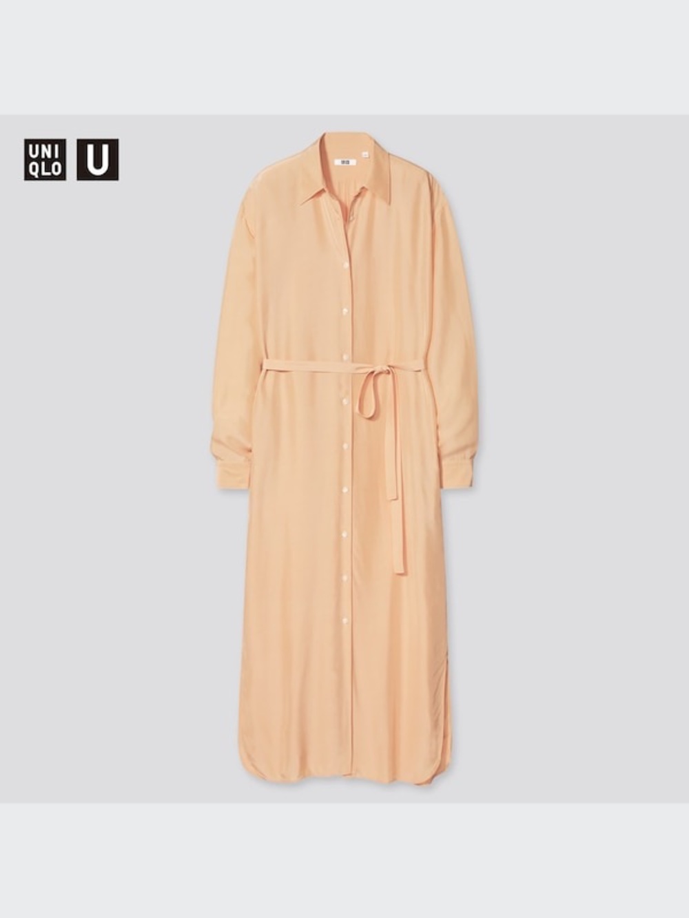 Uniqlo U Shiny Rayon Long-Sleeve Long Shirt Dress